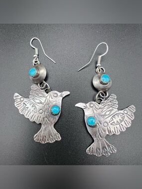 Native American Repousse Bird Earrings by Gabrielle Yazzie